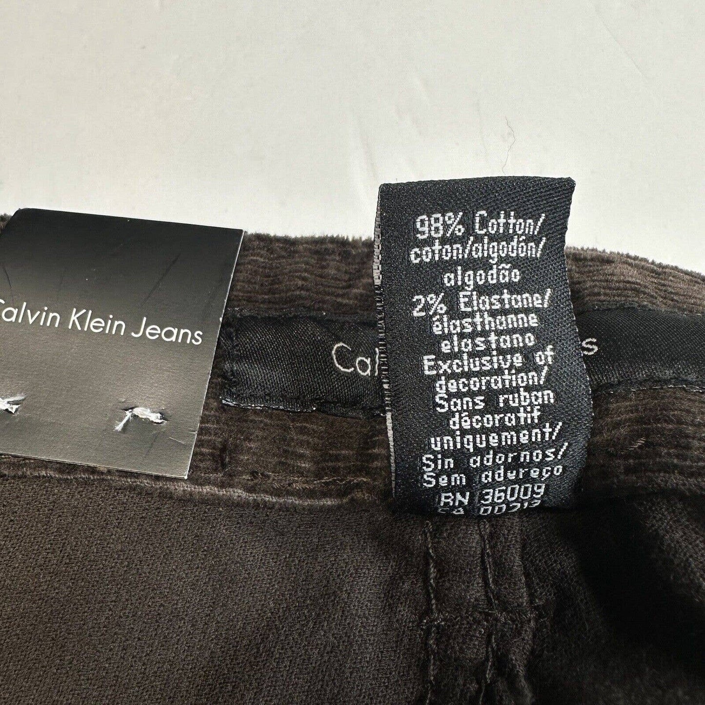 Calvin Klein Corduroy Jeans Womens 16 Dark Brown Straight/Wide Leg Preppy NEW