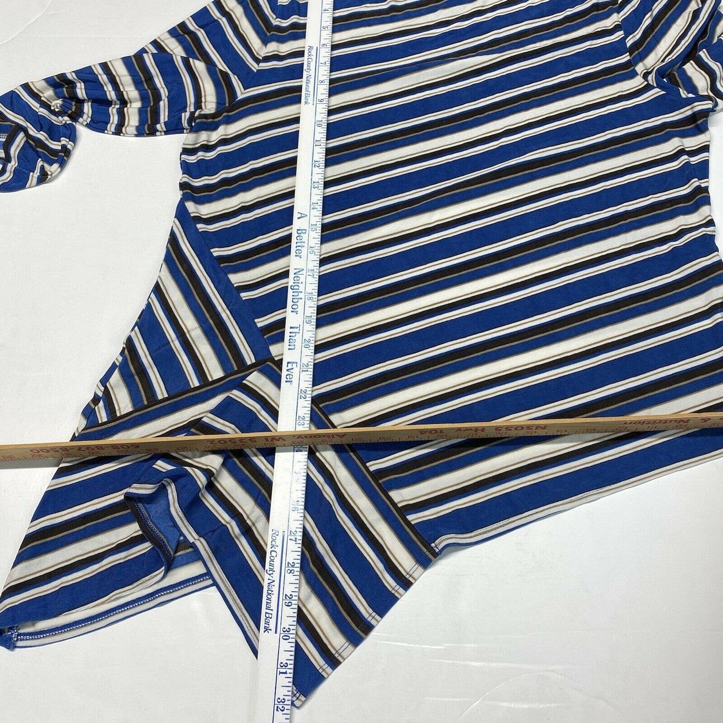 Chicos Travelers Slinky Knit Tunic Top Sz 3 (XL) Stripes Asymmetrical Long EUC
