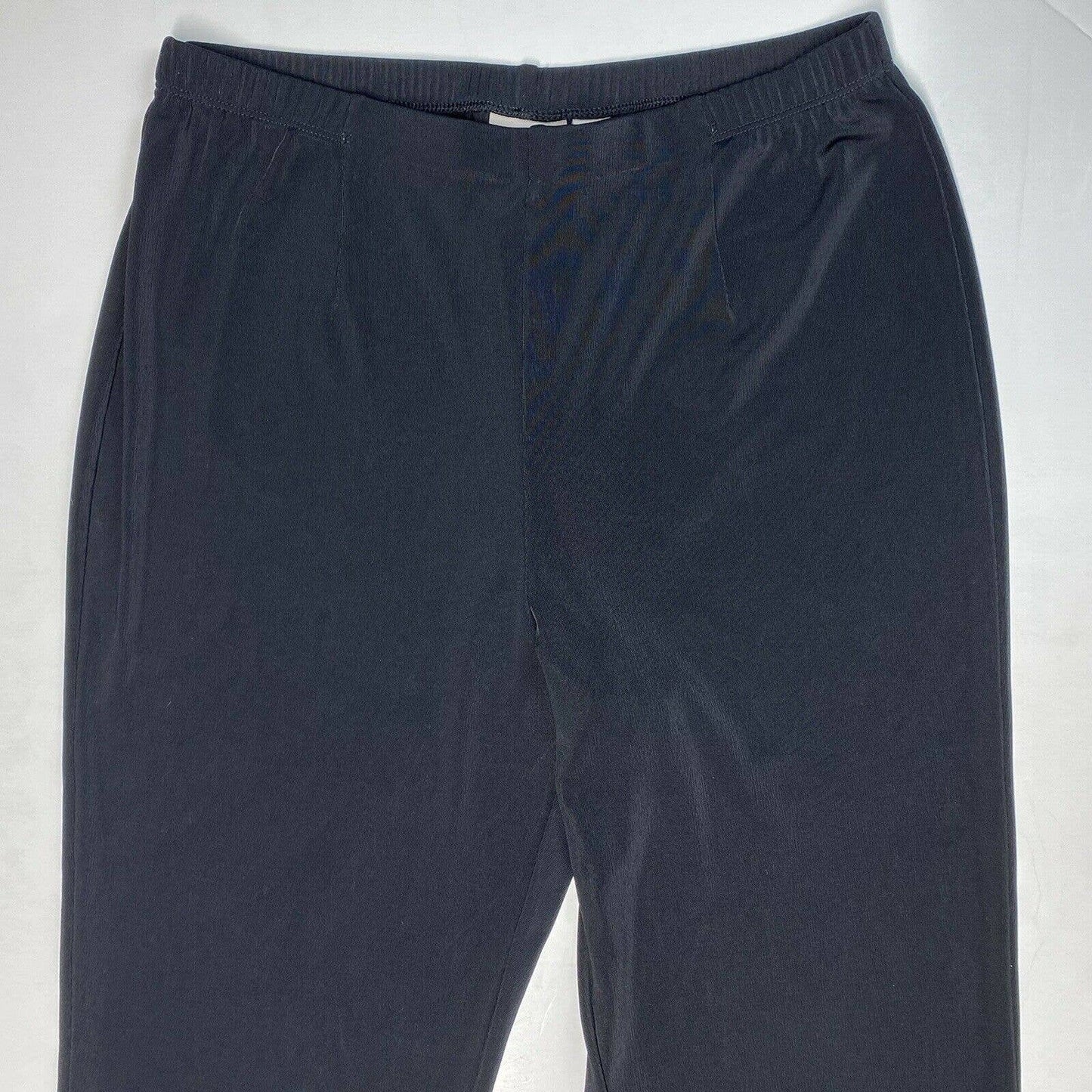 Chicos Easywear Slinky Knit Black Pants 2 Short (US12/Large) Stretch Pull On EUC