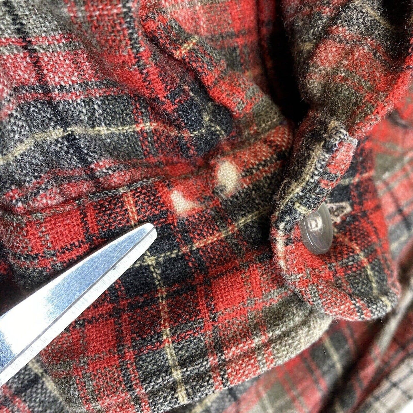 Vintage Brent Wool Blend Shacket Mens Small Red Plaid Long Sleeve Buttons Japan