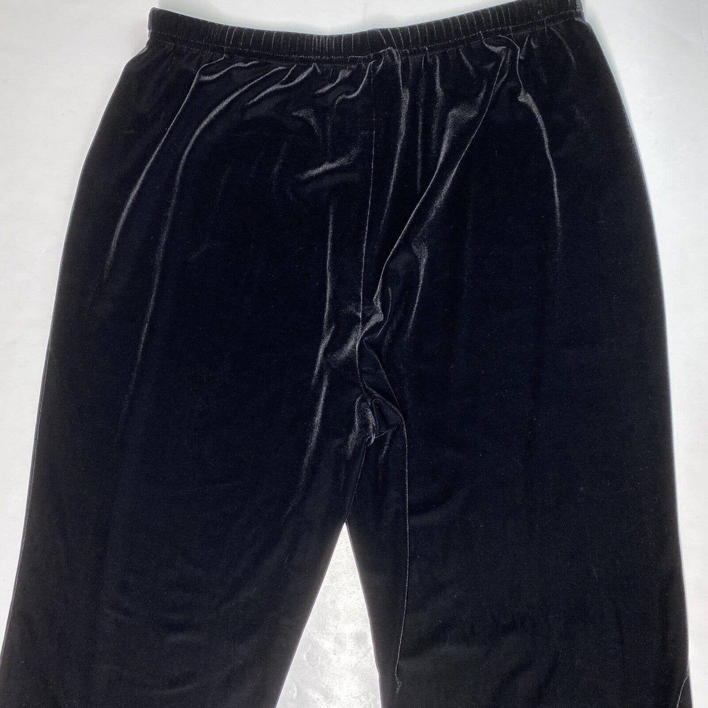 Vintage Cachet Velvet Wide Leg Pants Sz 16 Black Pull On Casual Made In USA