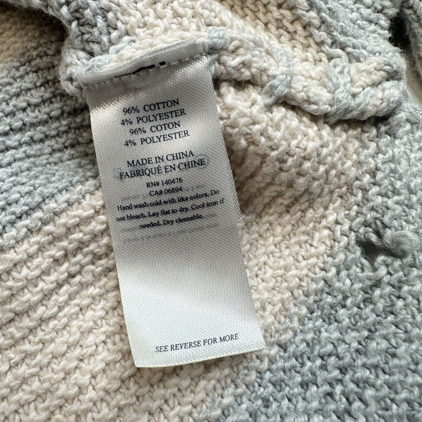 Faherty OJAI Nautical Sweater Womens Large Beige/Blue Stripes Pullover Top *Hole