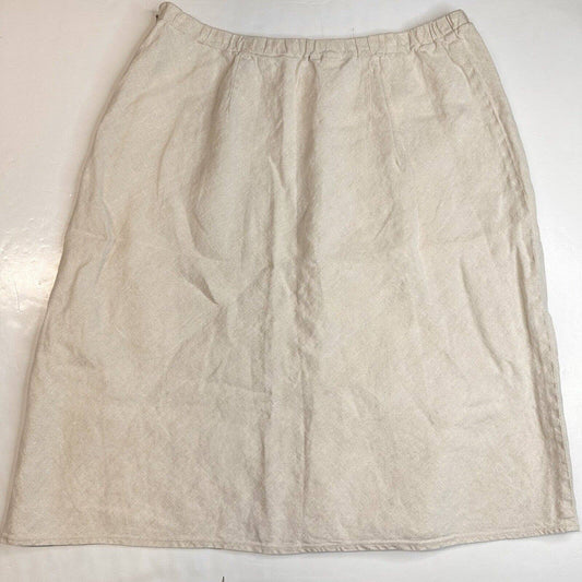 Lands End 100% Linen A-Line Skirt Womens 18W Neutral Beige Side Zip Plus Size