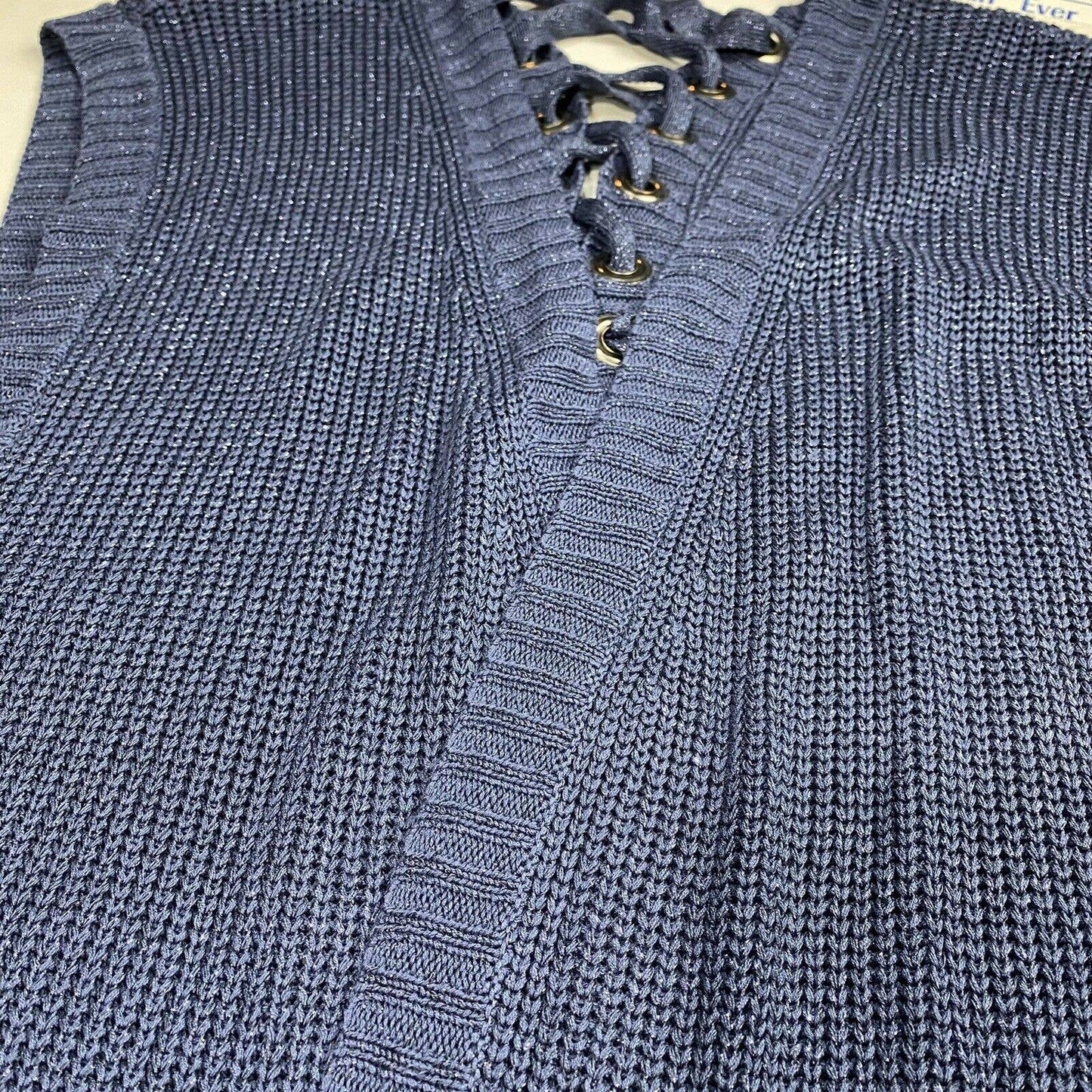 Chico's Open Front Long Cardigan Sz 2 (US 12/Large) Blue Periwinkle Sleeveless