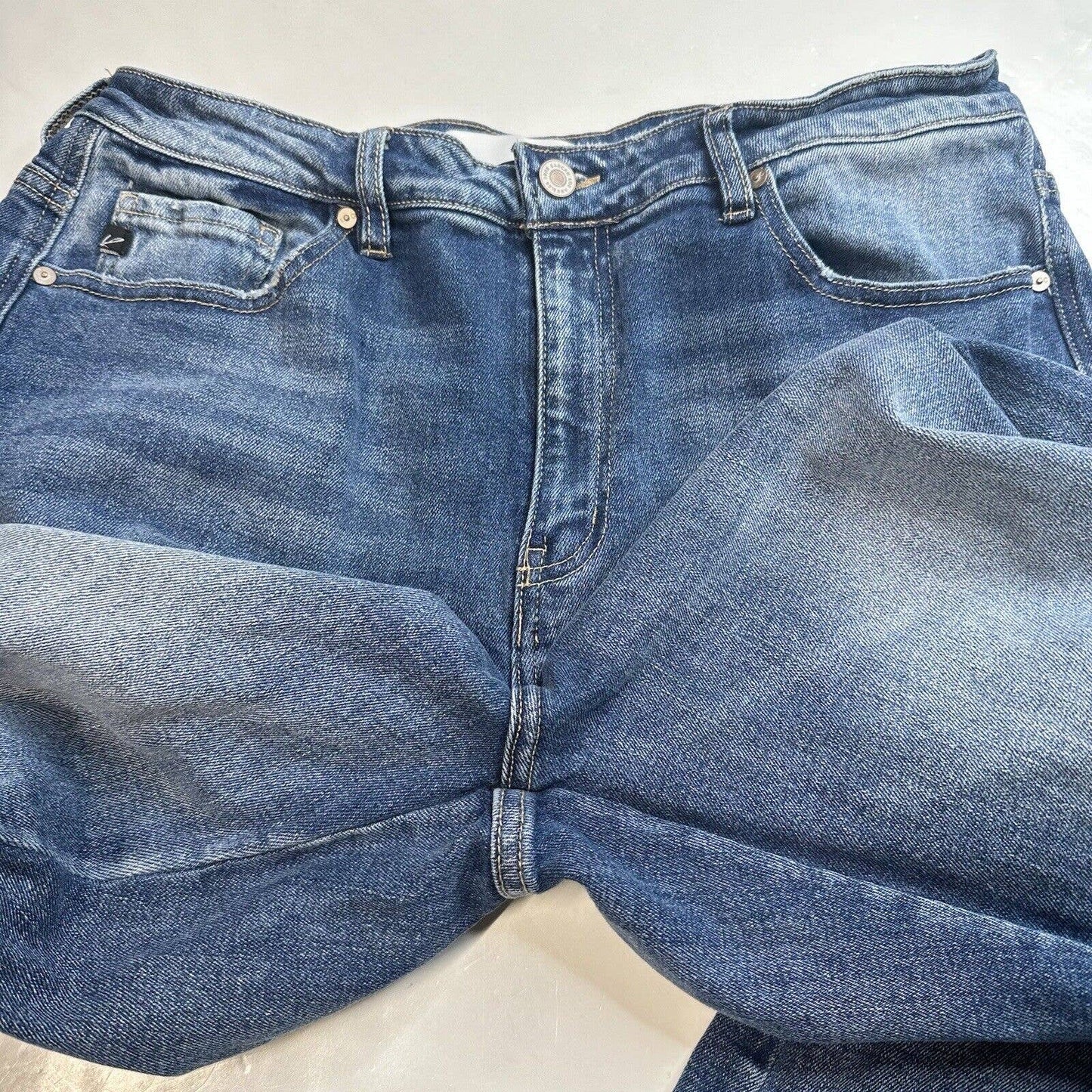 Kancan Luke High Rise Flare Jeans Womens 15/31 Blue Denim Medium Wash Distress