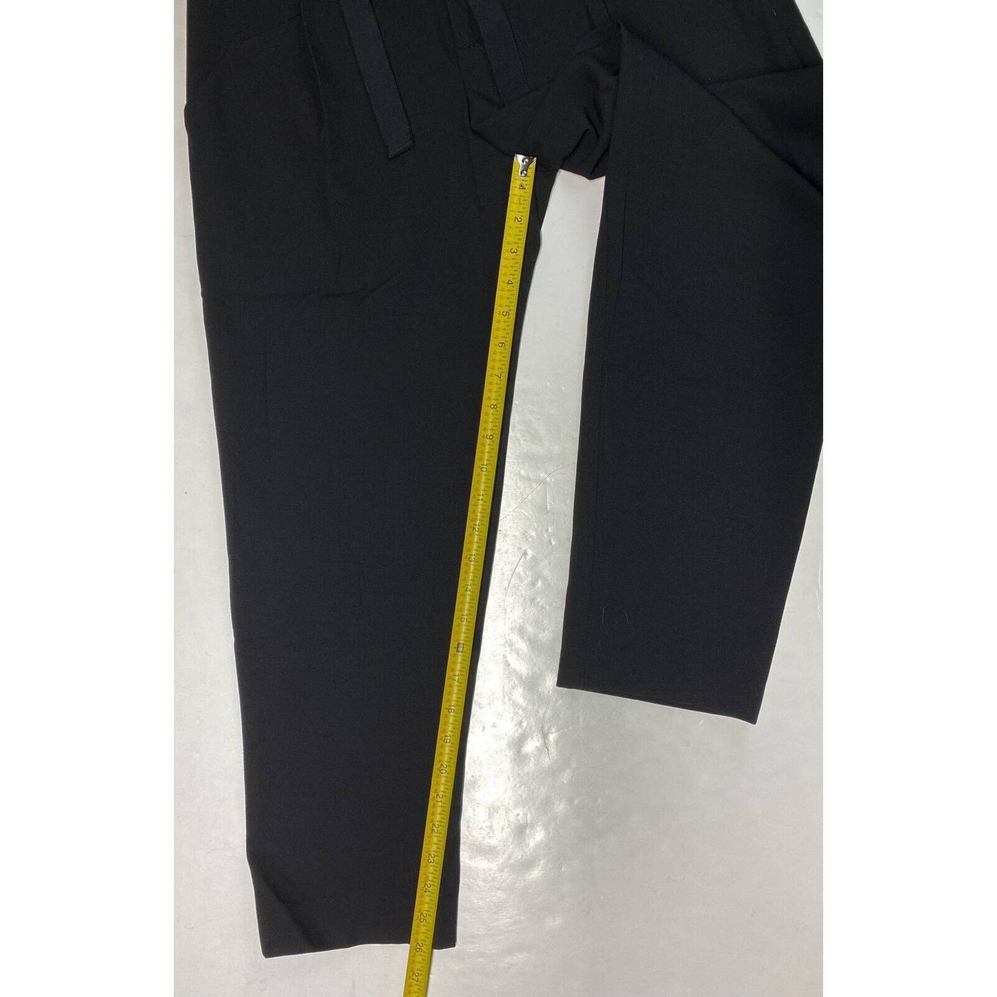 Vince Ankle Crop Dress Pants Sz 8 Women Black High Rise Belted Wool Blend Career