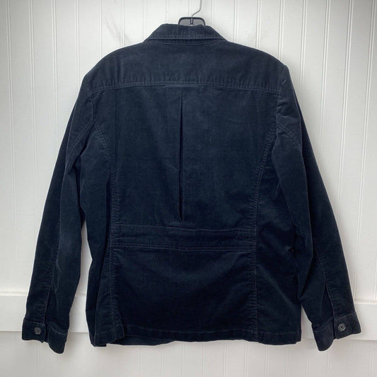 Lands End Corduroy Jacket 14 Womens Black Button Up Shacket Long Sleeve Pockets