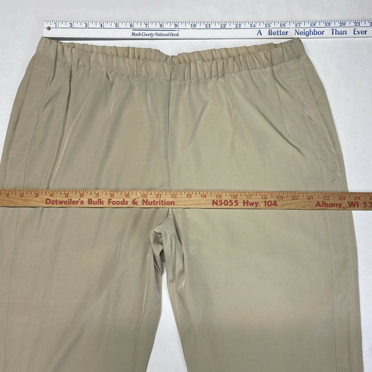 Chicos Ankle Cinch Pull On Pants Sz 2.5 (US 14) Beige Elastic Waist Casual EUC