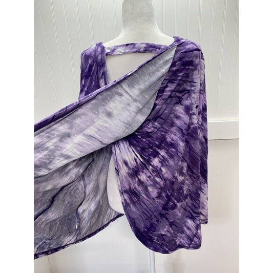 LIVI Active Purple Tie Dye Top Womens 22/24 Crossover Open Back Long Sleeve NEW
