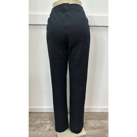 St John Sport Straight Leg Trousers Womens 10 Black Dress Pants Exposed Seams