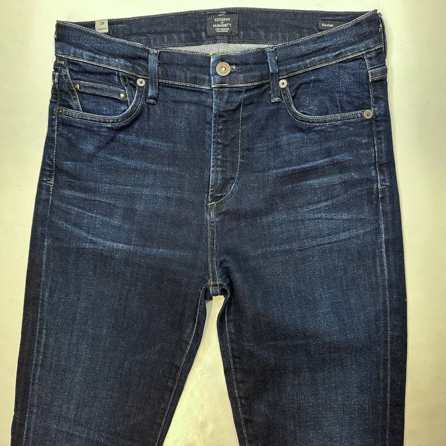 Citizens Of Humanity Rocket High Rise Skinny Ankle Jeans Sz 28 Blue Denim Fray