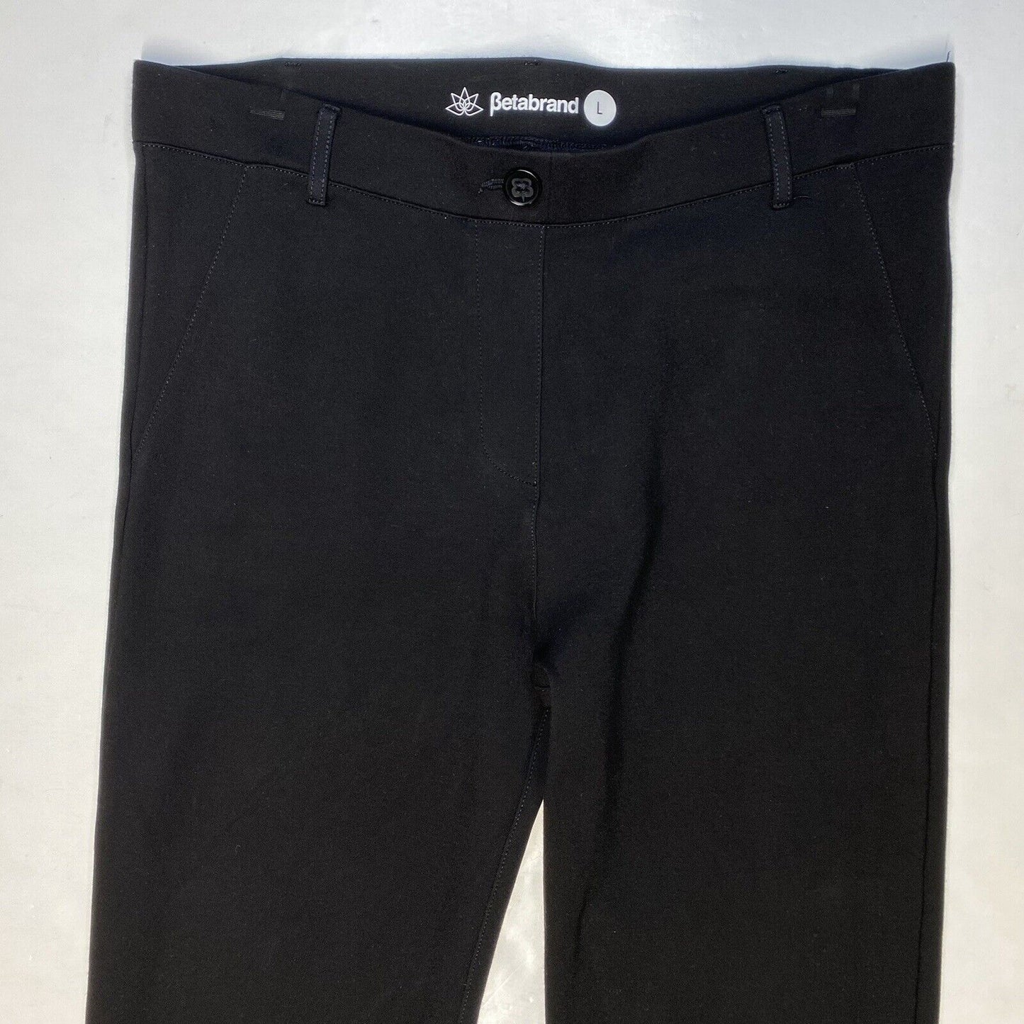 Betabrand Straight Dress Pant Yoga Pants Large Black Pull On Ponte Stretch EUC