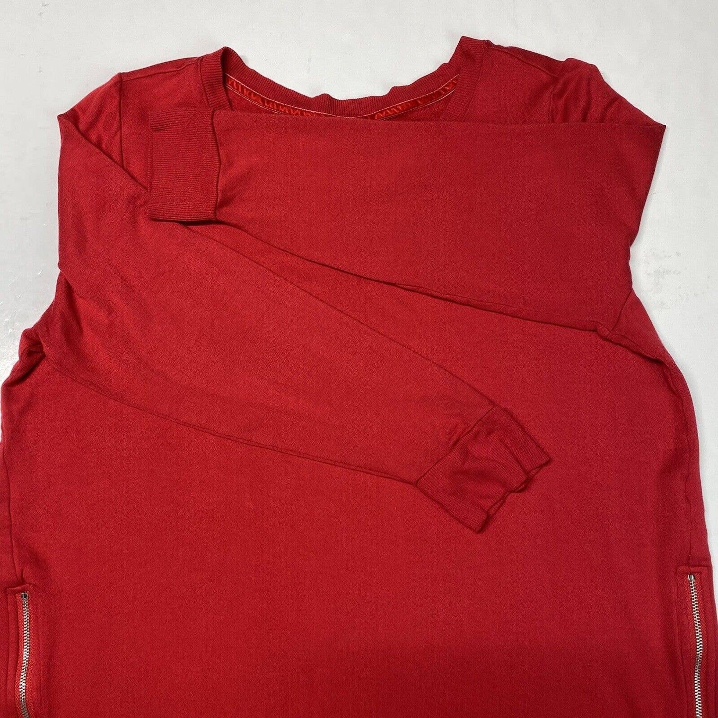 Chicos Zenergy Soft Sweatshirt Tunic Top Sz 3 (XL) Red Long Sleeve Side Zippers