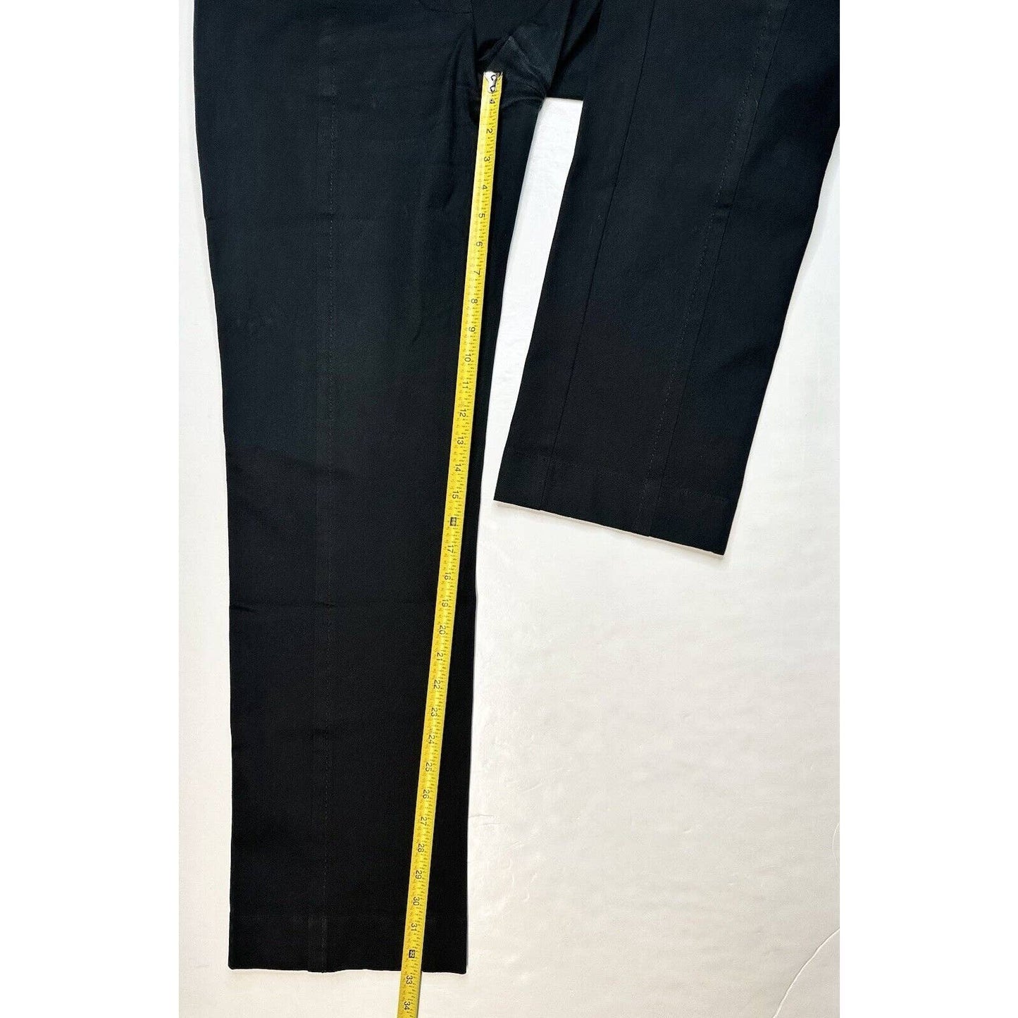 St John Sport Straight Leg Trousers Womens 10 Black Dress Pants Exposed Seams