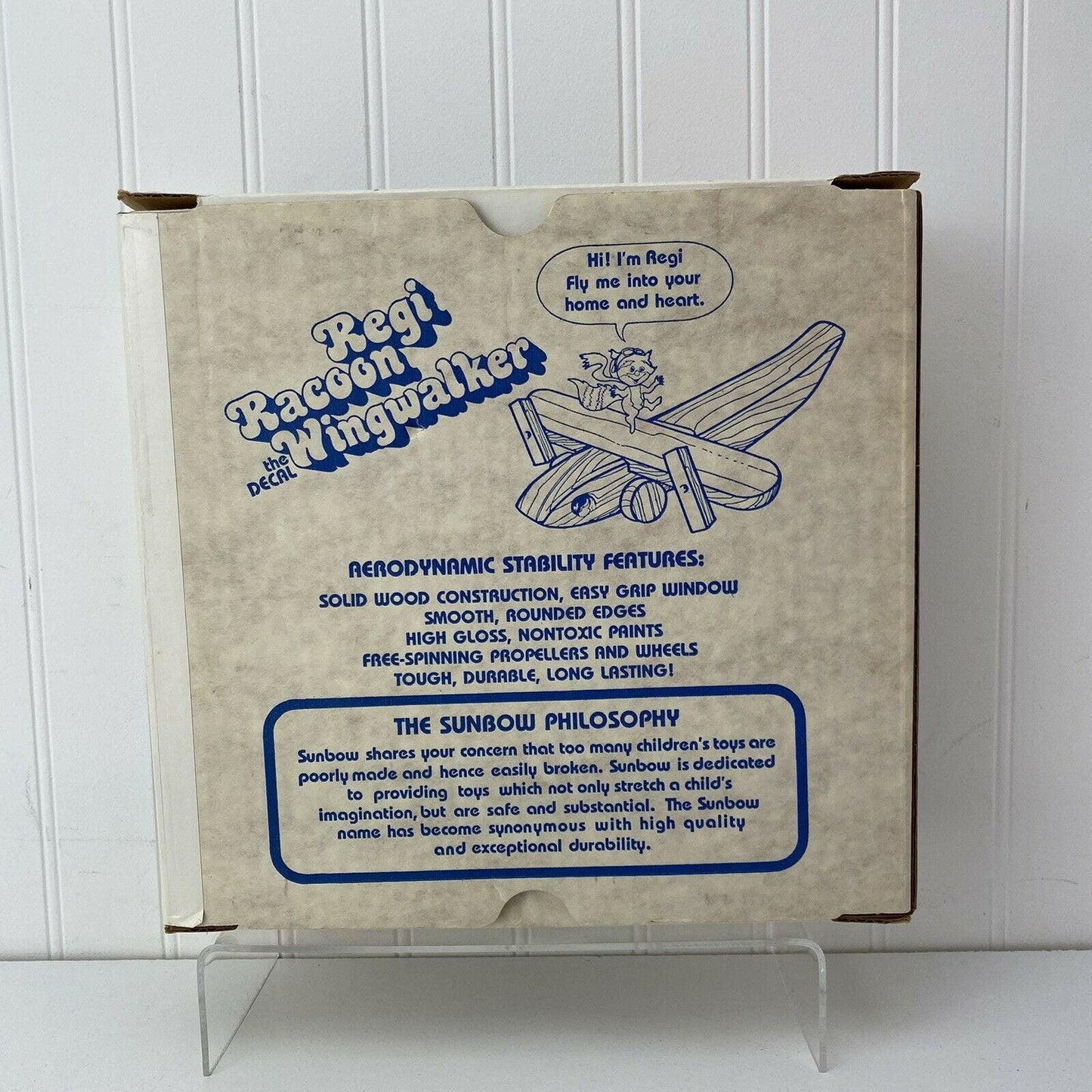 Vintage Sunbow Wooden High Flyer “Big 7” Airplane 1980 Wood Toy Plane W/Box USA