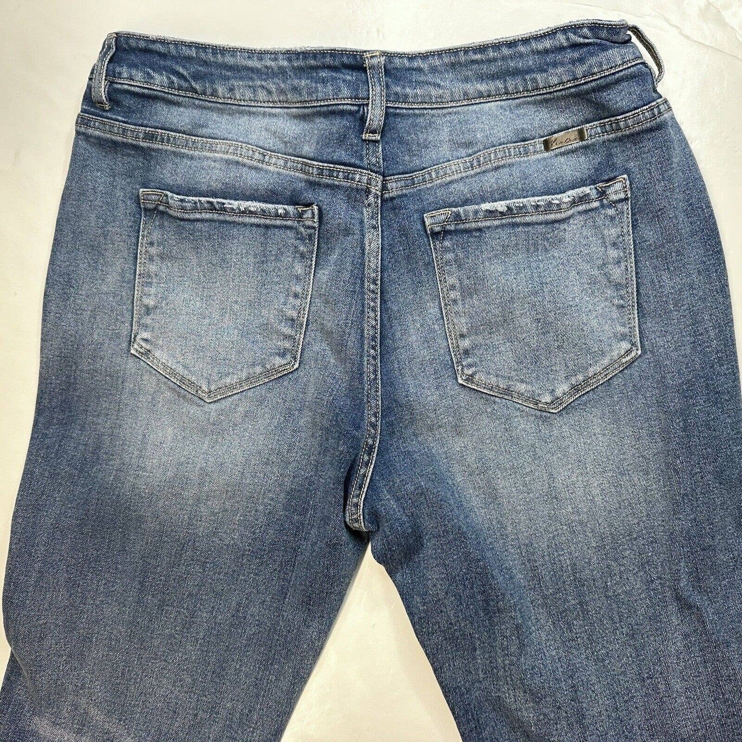 Kancan Luke High Rise Flare Jeans Womens 15/31 Blue Denim Medium Wash Distress