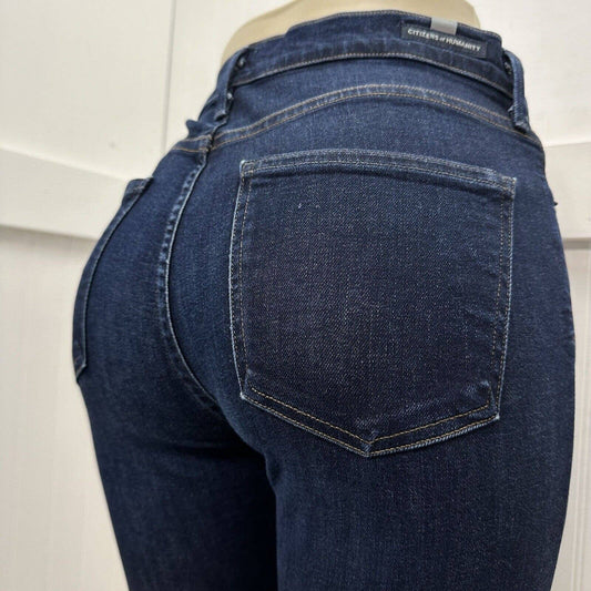 Citizens Of Humanity Rocket High Rise Skinny Ankle Jeans Sz 28 Blue Denim Fray