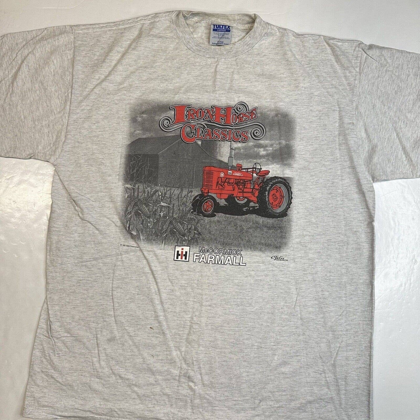 Vintage Farmall M Tractor TShirt XL Case International Harvester Tultex *Flaws
