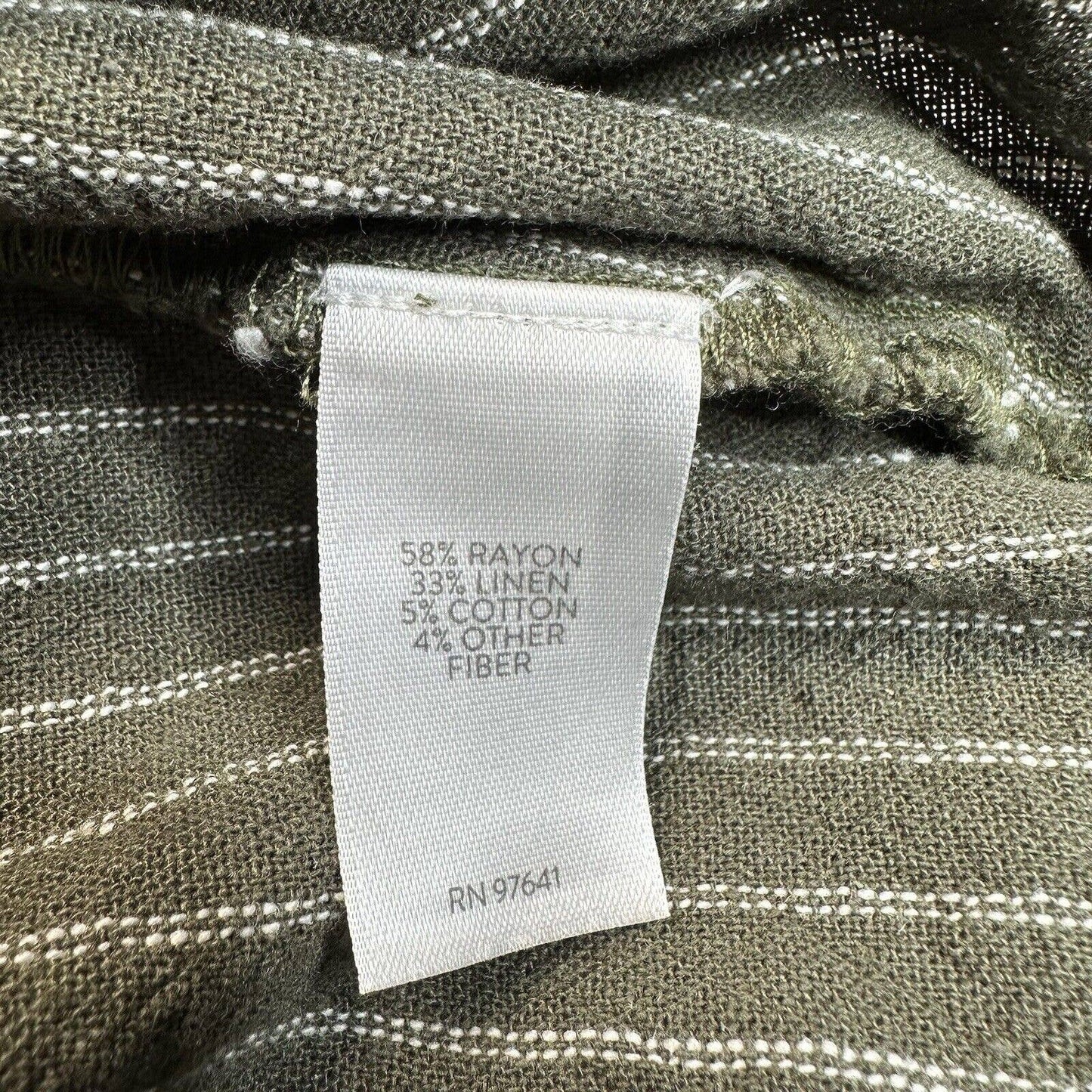 J Jill Ruffle Pencil Skirt Womens Large Petite Green Stripe Linen Blend Side Zip