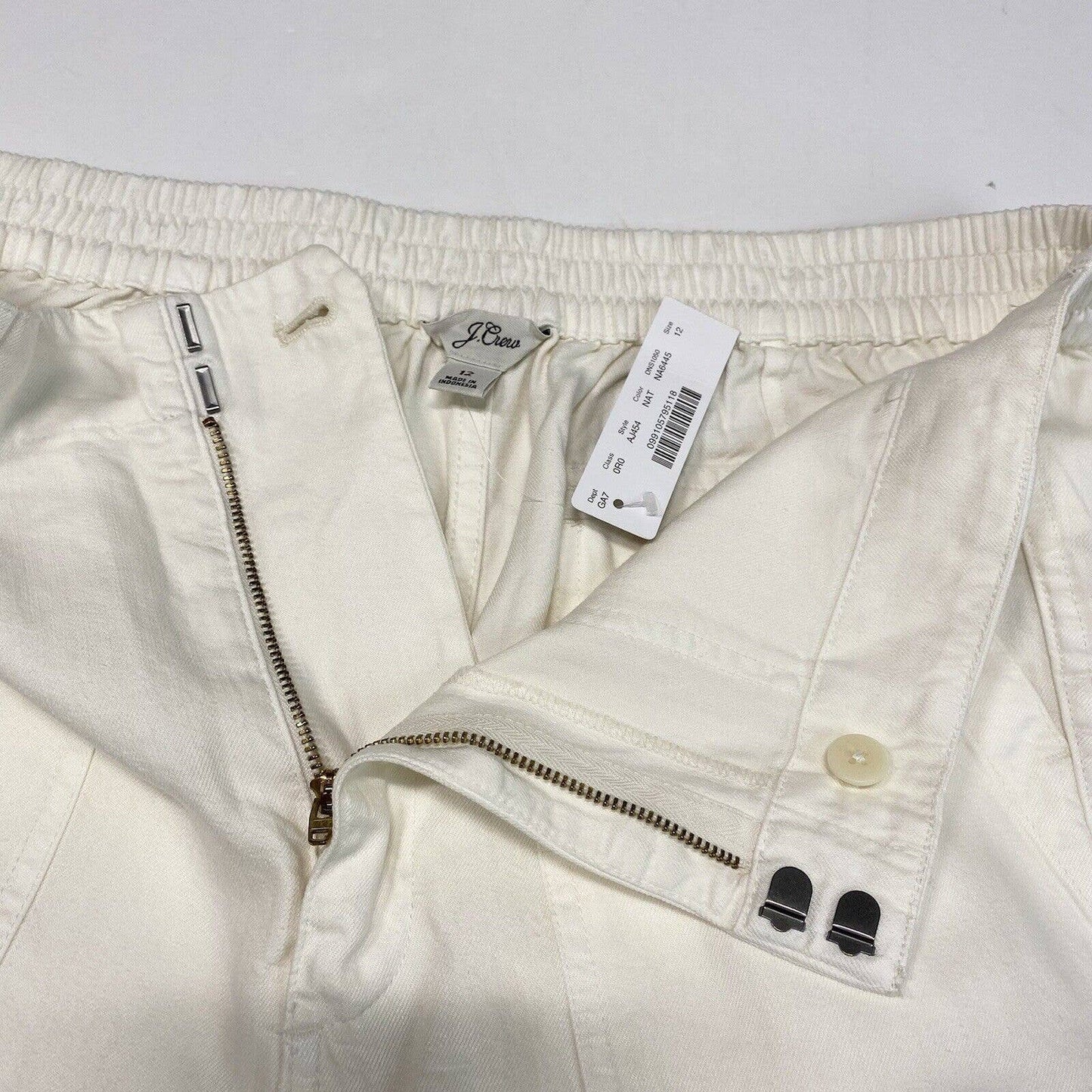 J Crew Seaside Crop Pants Sz 12 Hi-Rise Lyocell Off White Casual Ankle Crop NWT