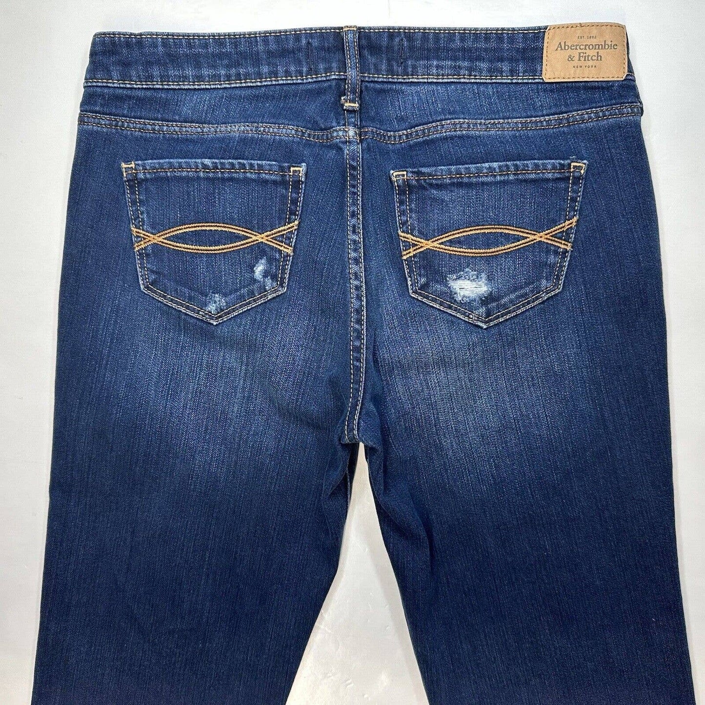 Abercrombie Fitch Slim Jeans Sz 4 (29"Waist) Lowrise Stretch Denim Blue Distress