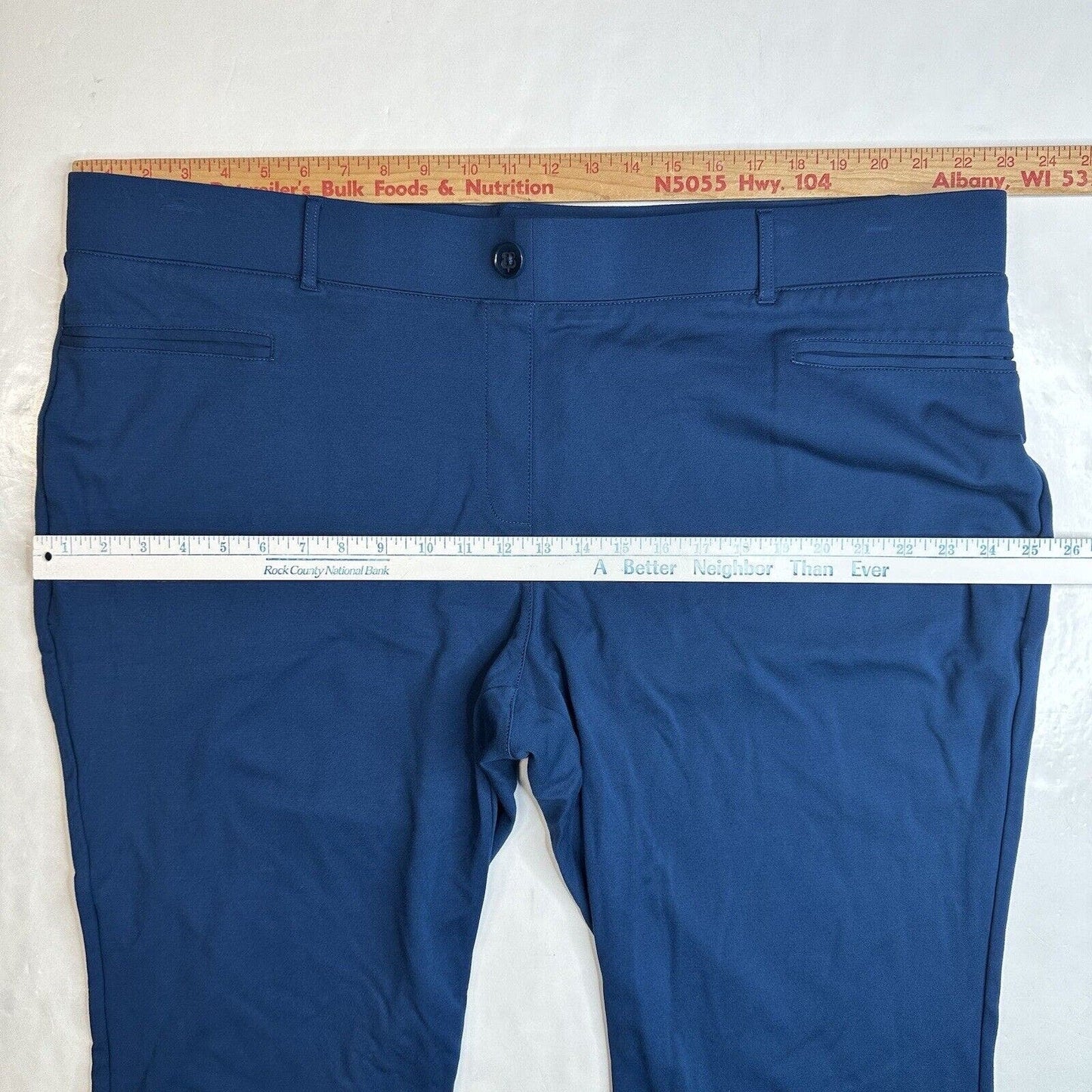 Betabrand Cosmo Lite Dress Pant Yoga Pants 3X Petite Blue Pull On Ponte Crop