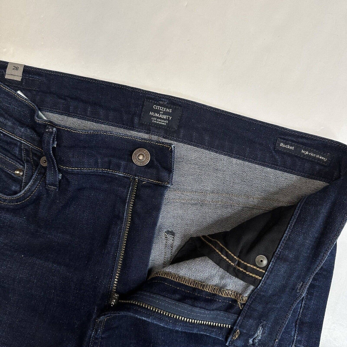 Citizens Of Humanity Rocket High Rise Skinny Ankle Jeans Sz 28 Blue Denim Fray