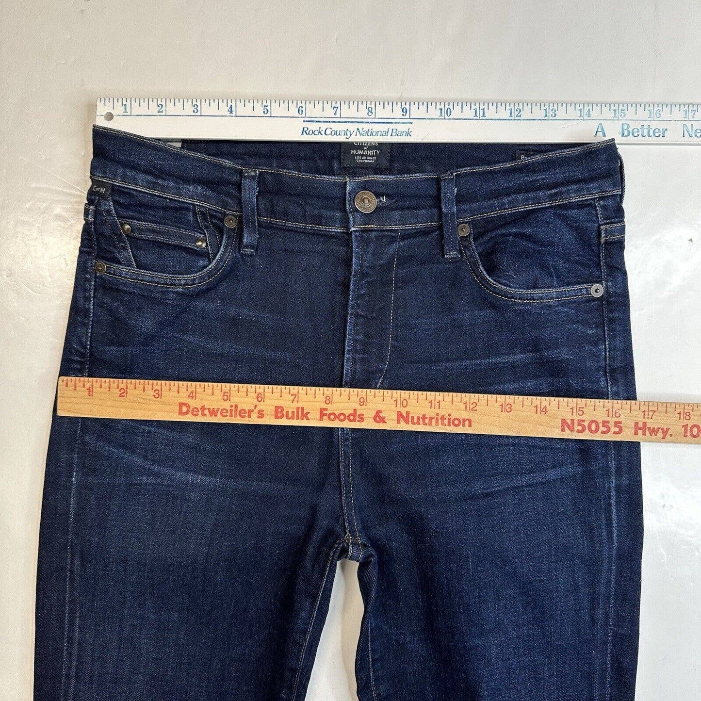 Citizens Of Humanity Rocket High Rise Skinny Ankle Jeans Sz 28 Blue Denim Fray