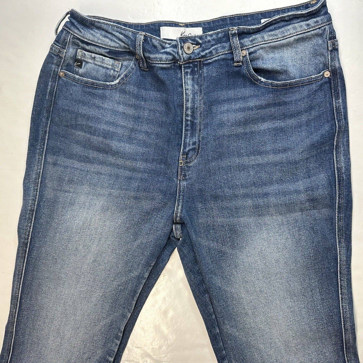 Kancan Luke High Rise Flare Jeans Womens 15/31 Blue Denim Medium Wash Distress