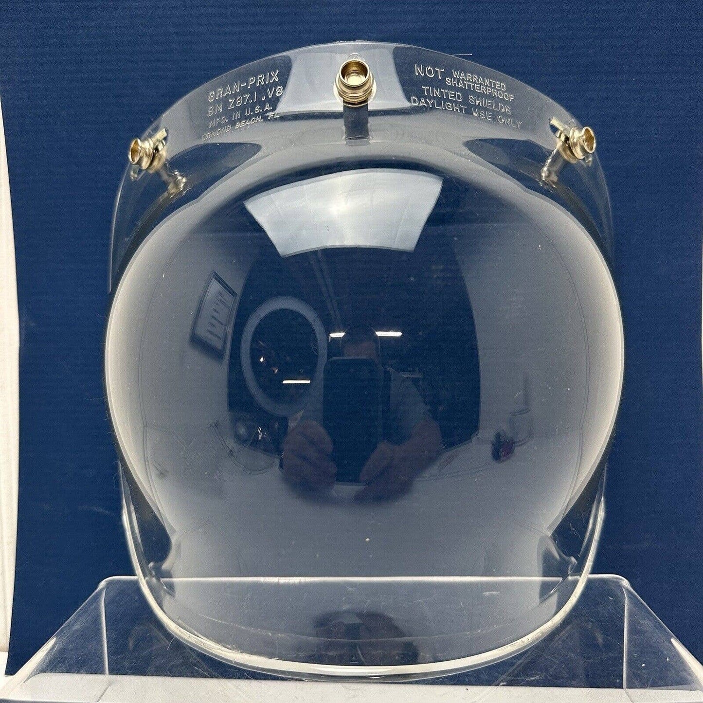 NEW Vintage Gran-Prix Retro Clear Bubble 3 Snap Helmet Shield Visor NOS