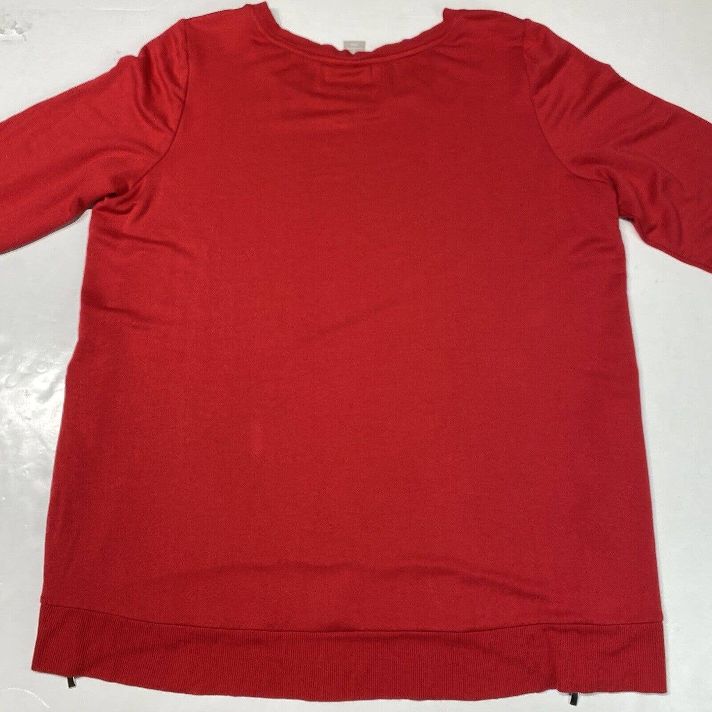 Chicos Zenergy Soft Sweatshirt Tunic Top Sz 3 (XL) Red Long Sleeve Side Zippers