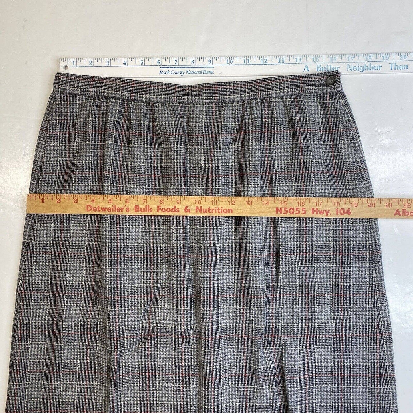 Vintage Pendleton Wool Midi Skirt 16 Gray Glen Plaid Houndstooth See Measurement