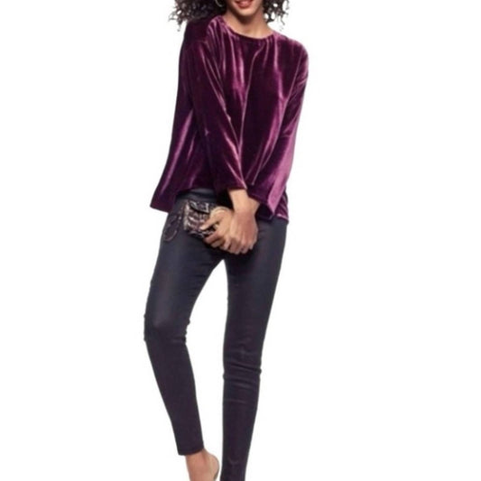 Eileen Fisher Black Coated Stretch Denim Skinny Pants Womens XS Pull On Legging