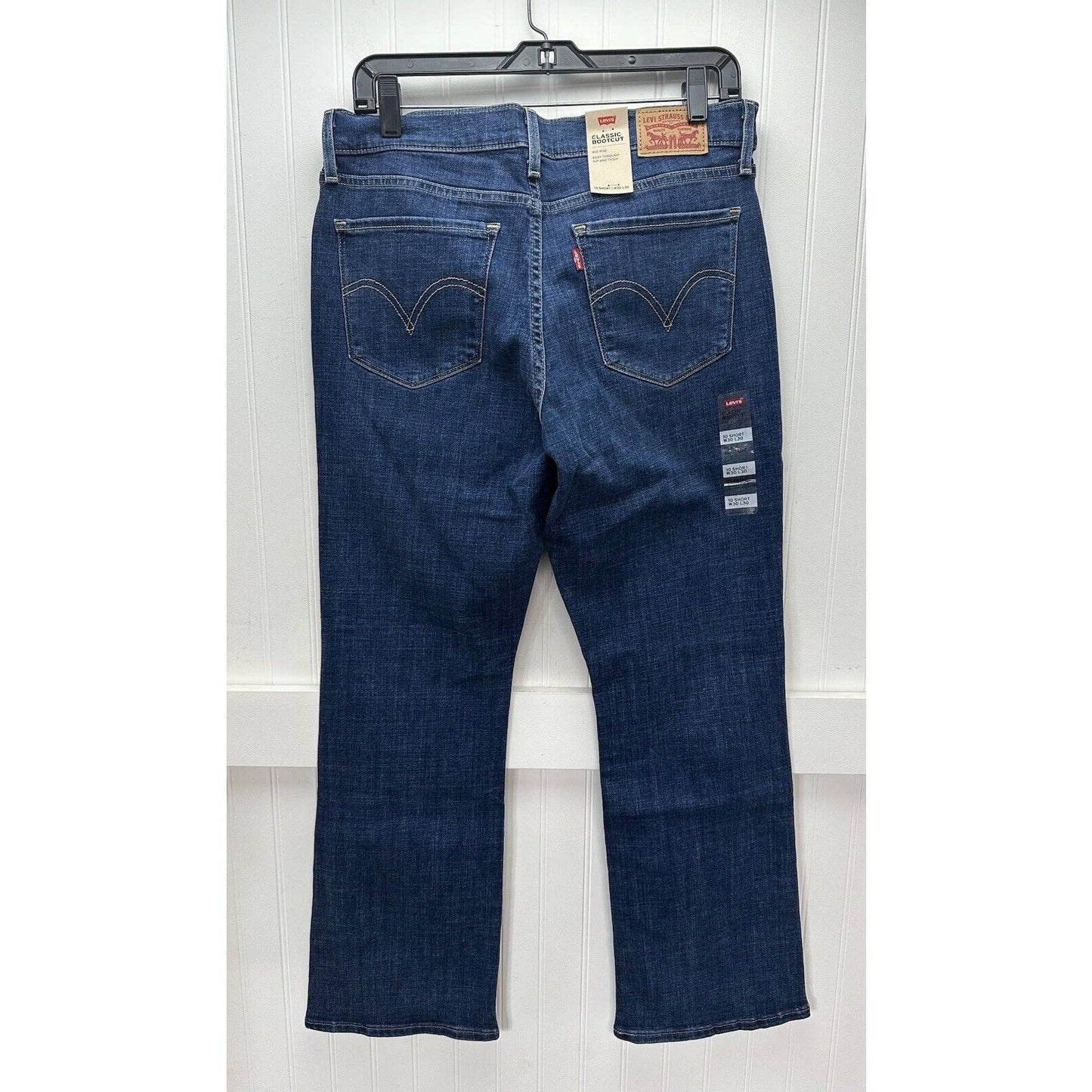 Levis Classic Bootcut Jeans Womens 10/30 Short Stretch Denim Blue Jean Dark NEW