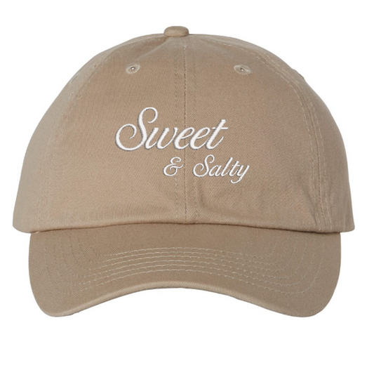 Sweet & Salty Embroidered Dad Hat Unstructured Cotton Chino Twill Buckle Closure Casual