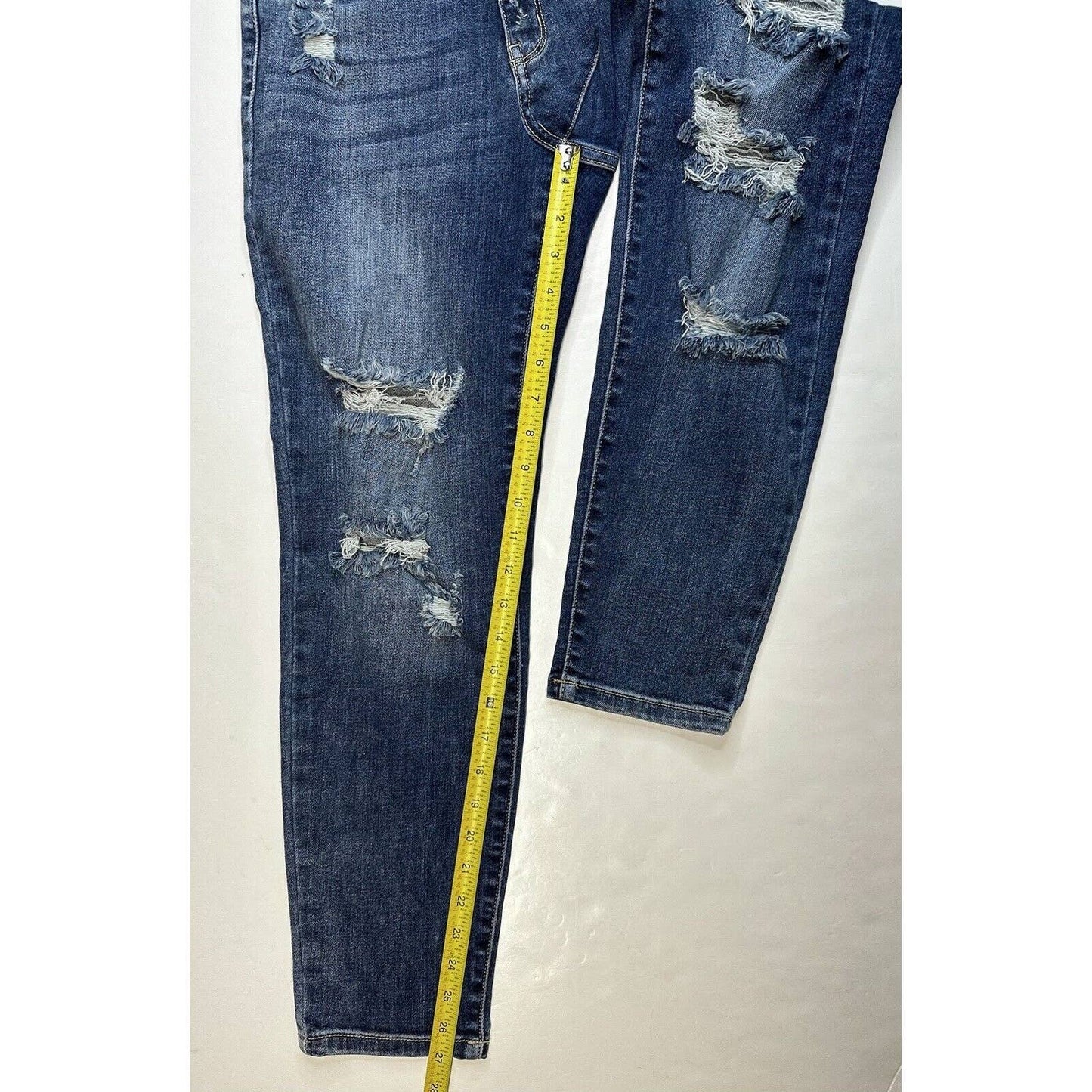 Judy Blue Boyfriend Fit Jeans 0/24 Stretch Denim Blue Jean Distressed Holes