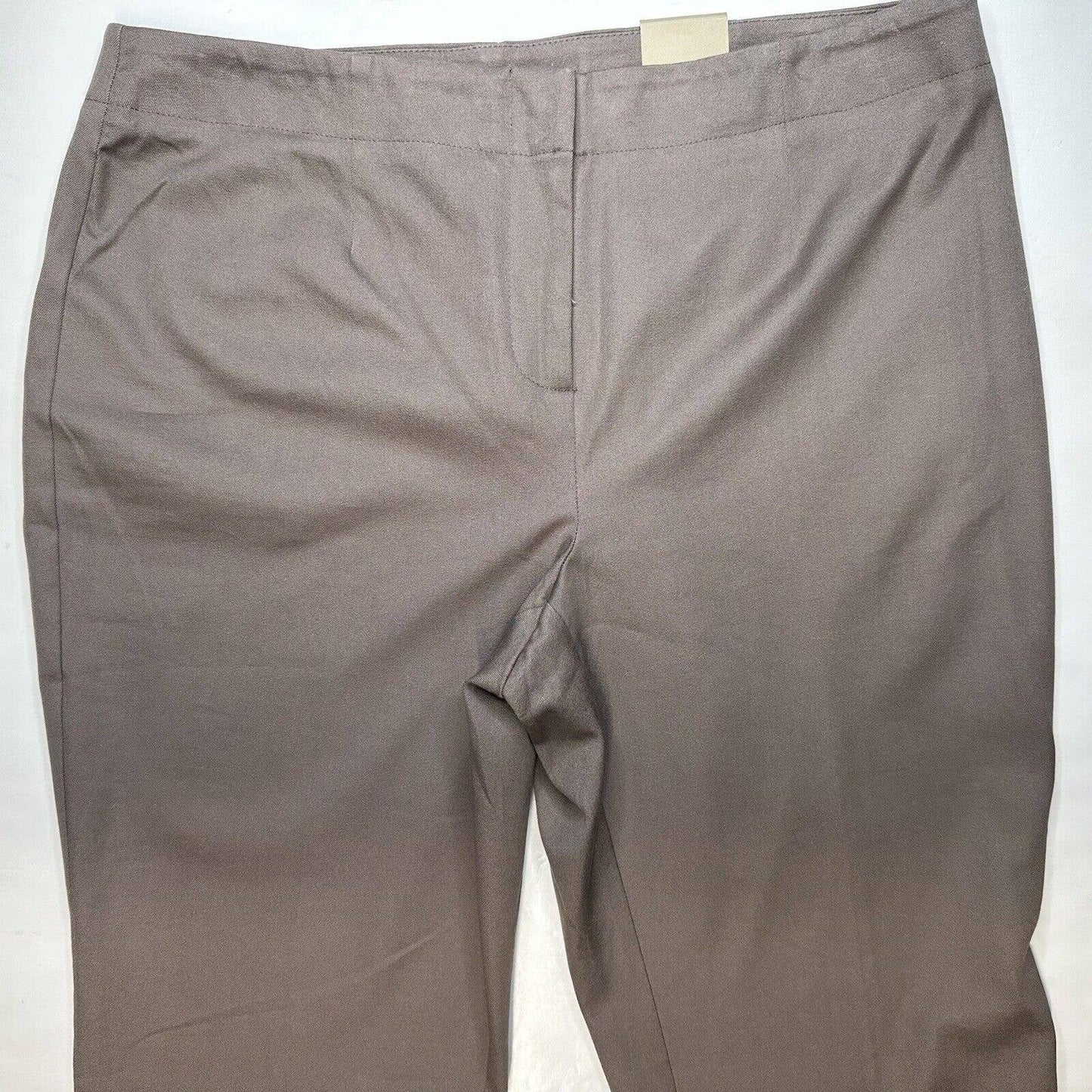 Chicos Caba Slim Leg Pants Sz 2 Short (US 12/Large) Taupe Brown Neutral Zip NEW