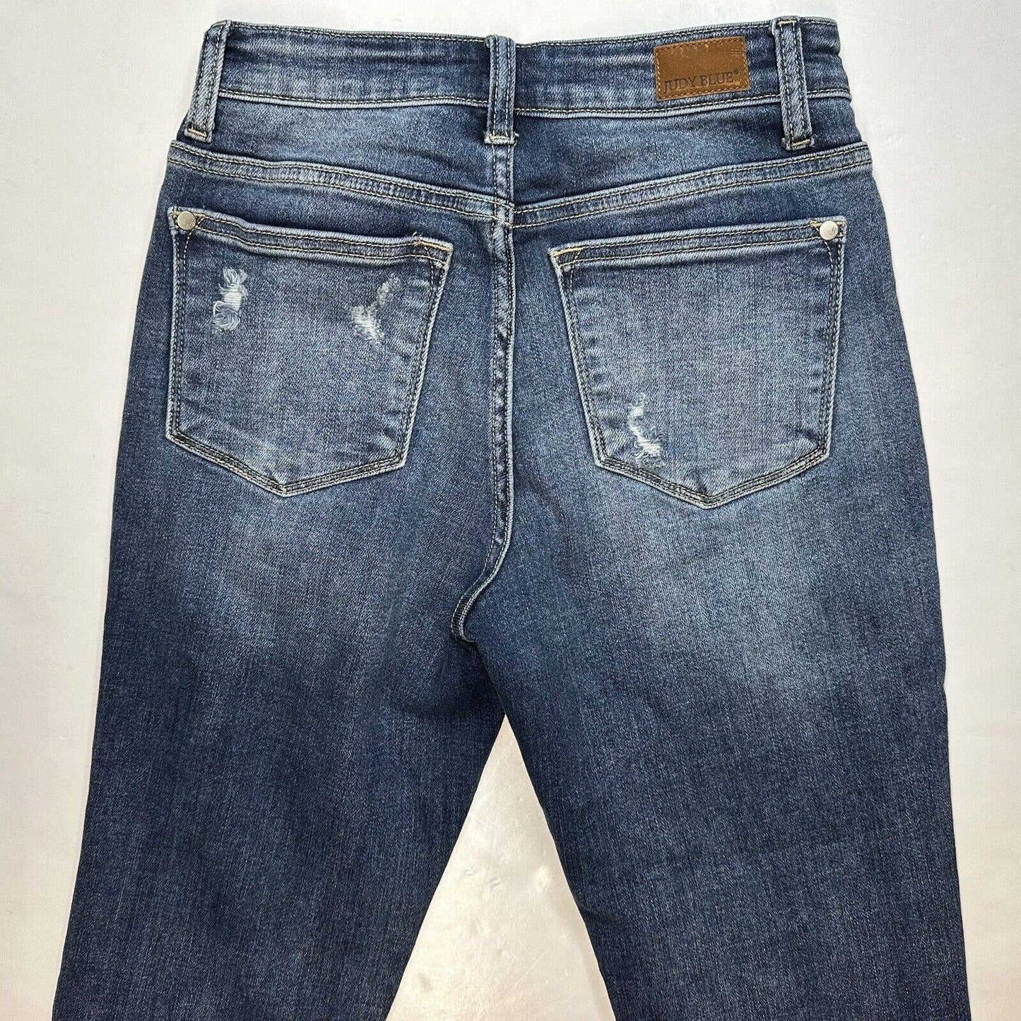 Judy Blue Boyfriend Fit Jeans 0/24 Stretch Denim Blue Jean Distressed Holes