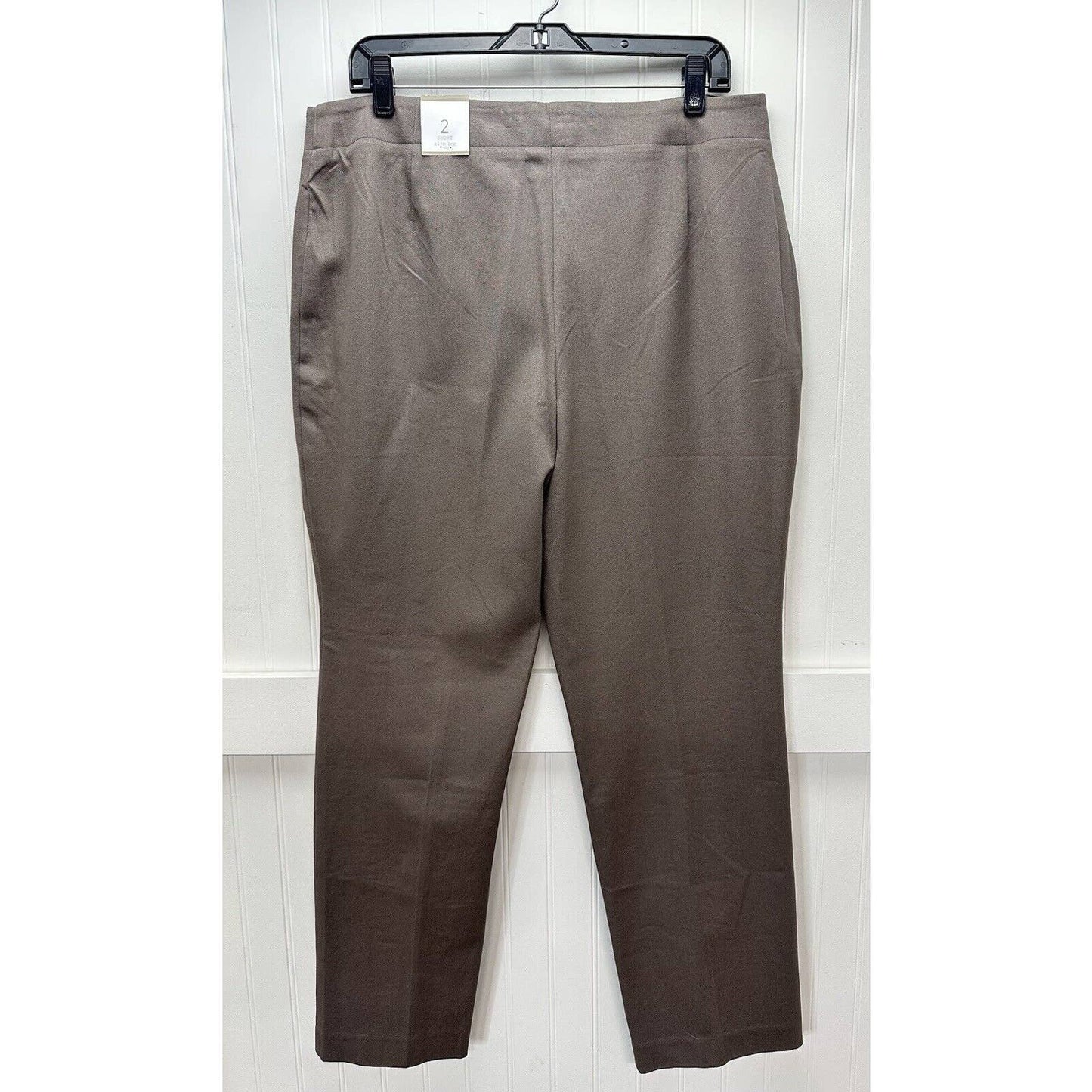 Chicos Caba Slim Leg Pants Sz 2 Short (US 12/Large) Taupe Brown Neutral Zip NEW