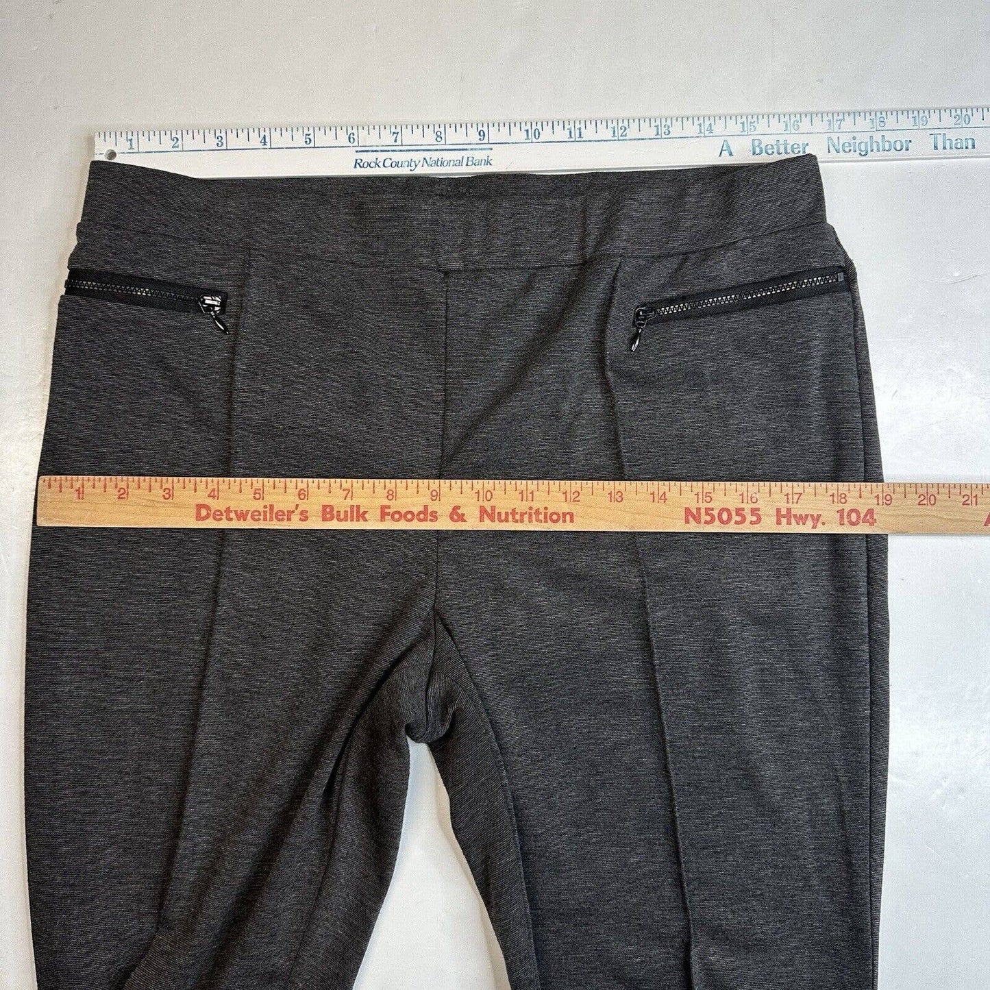 Soft Surroundings Skinny Ankle Pants PL Petite Large Gray Knit Stirrup Option