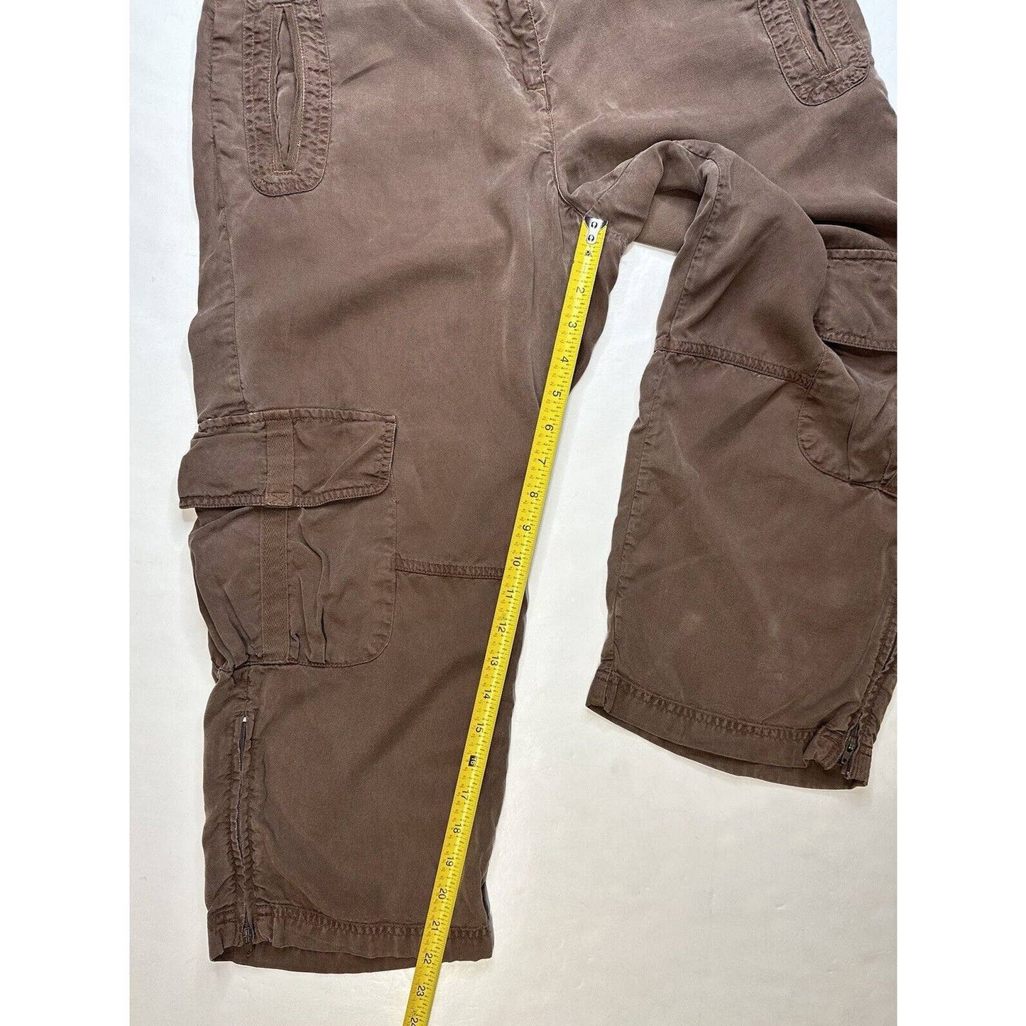 J Jill Cargo Crop Pants Womens 10 Petite Brown Tencell/Lyocell Casual Leisure
