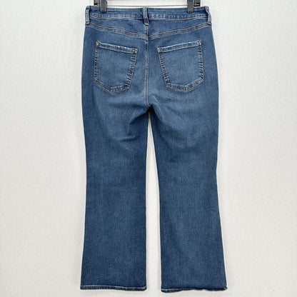 Chicos Jeans 1.5 Petite US 10 Define Me Flare Blue Denim Distress Western Cowboy