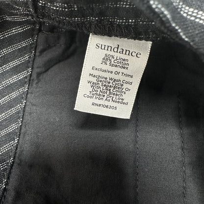 Sundance Pants Womens 6 Black Pinstripe Linen Cotton Coastal Contemporary