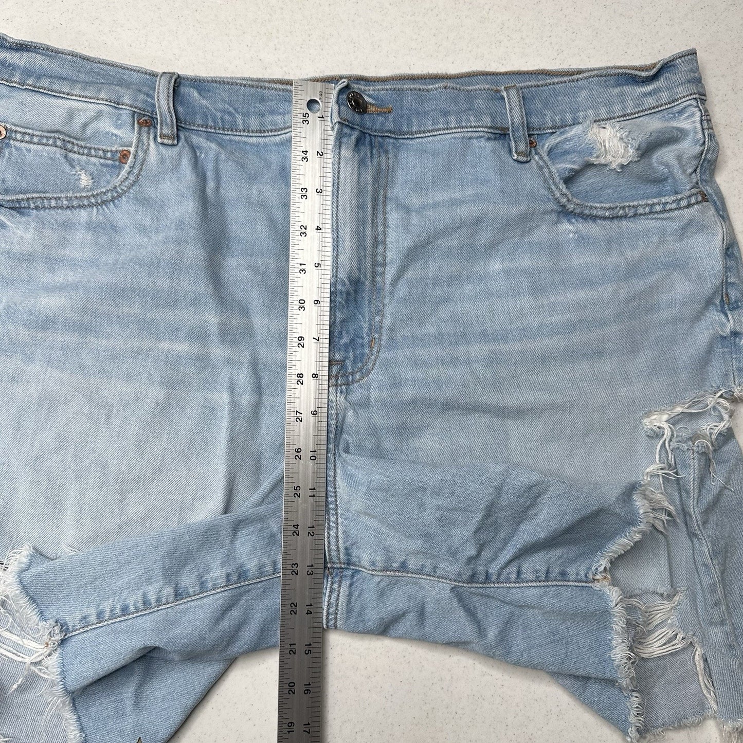 American Eagle Shorts 20 90s Boyfriend Bermuda Blue Denim Distressed Grunge