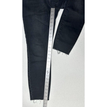 Good American Jeans Women 10 30 Good Waist Crop Skinny Ankle Blue Denim Fray EUC