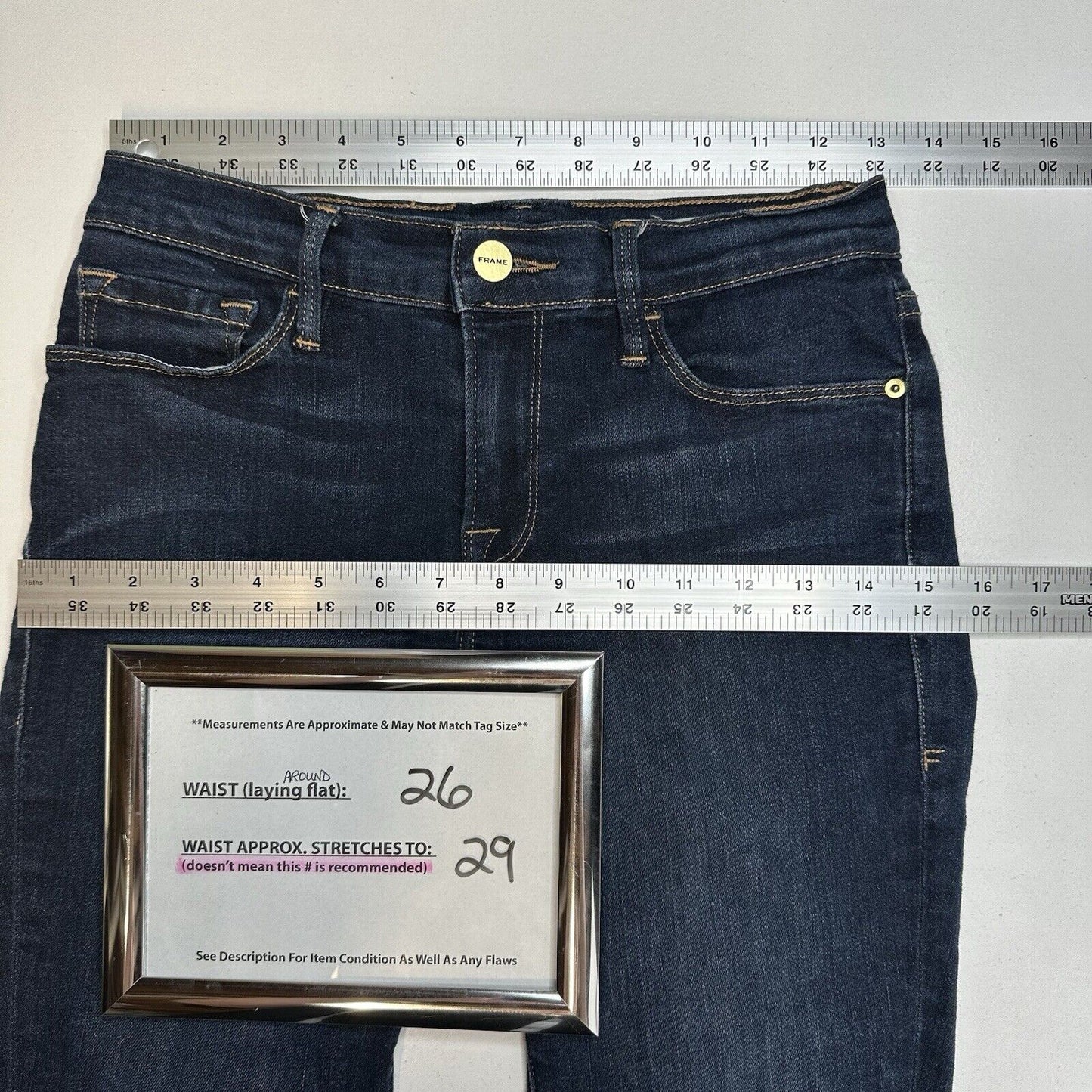 Frame Jeans Womens 28 Le Skinny De Jeanne Blue Stretch Denim Dark Wash