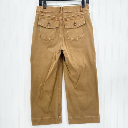 Spanx Pants Womens Large Stretch Twill Cropped Wide Leg High Rise Brown Jeans