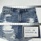 American Eagle Shorts 14 Highest Rise Baggy Midi Blue Denim Distressed Grunge
