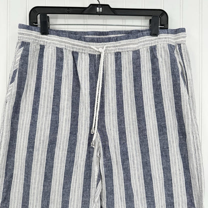 Rails Pants Womens Large Agnes Linen Blend Ankle White Blue Stripes Coastal EUC