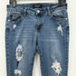 Judy Blue Jeans Womens 7 28 Skinny Blue Stretch Denim Crochet Distressed Grunge